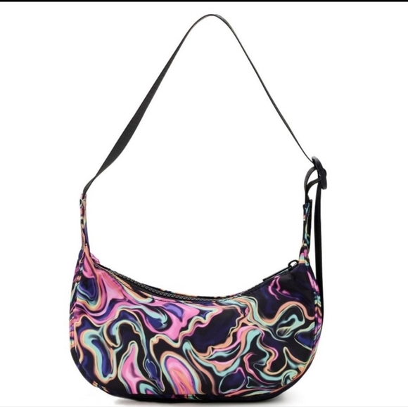 No Boundaries Women's Hands Free Mini Hobo Handbag, Meta Tie Dye - Picture 3 of 5